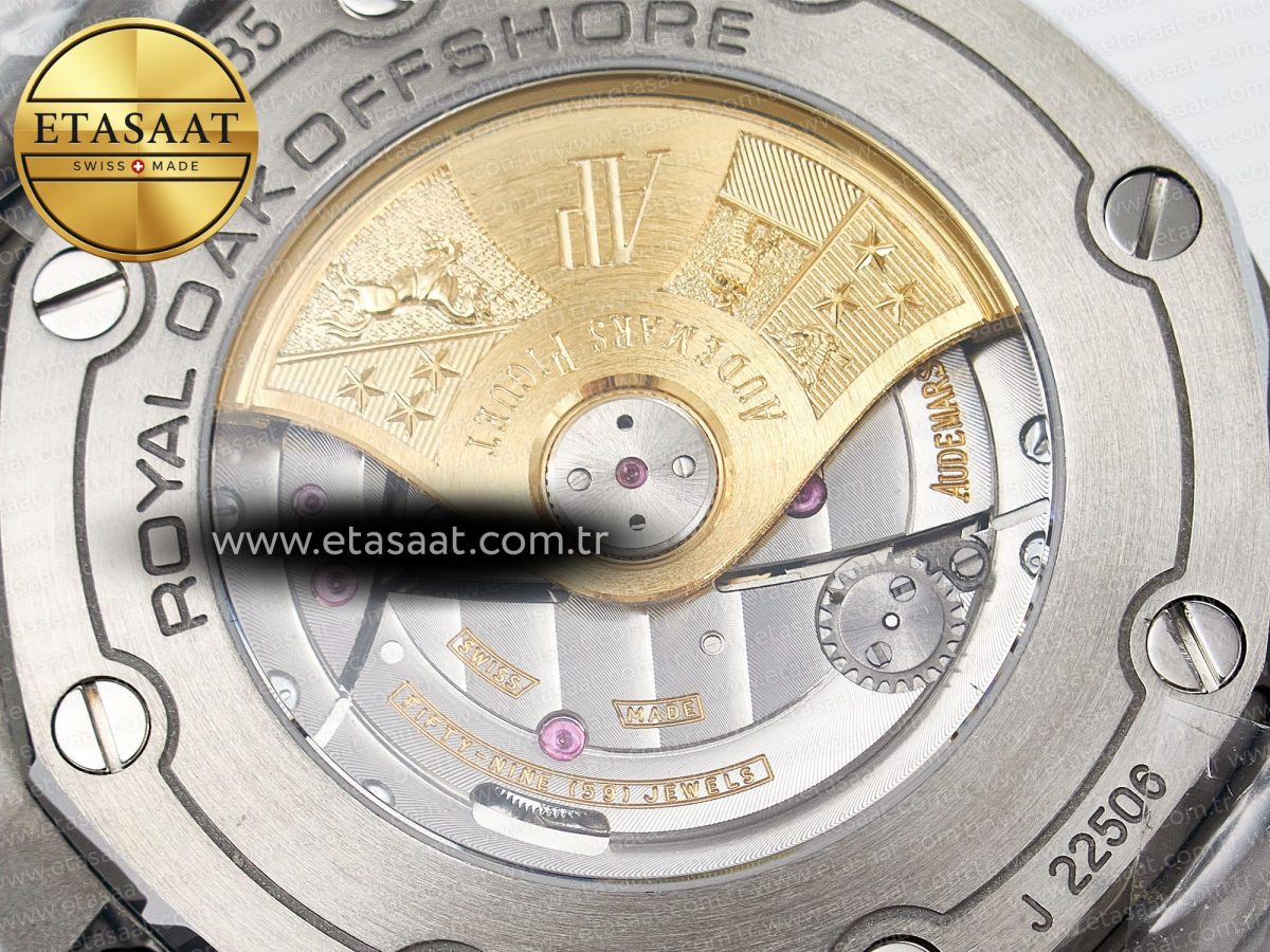 Audemars Piguet Royal Oak Offshore 42mm Black Themes Best Edition Black Dial on SS Bracelet A7750 - Görsel 21