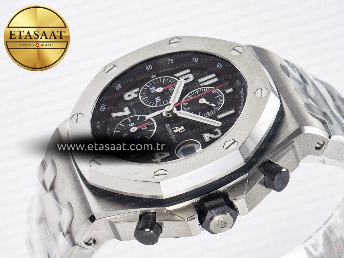 Audemars Piguet Royal Oak Offshore 42mm Black Themes Best Edition Black Dial on SS Bracelet A7750 - Görsel 6