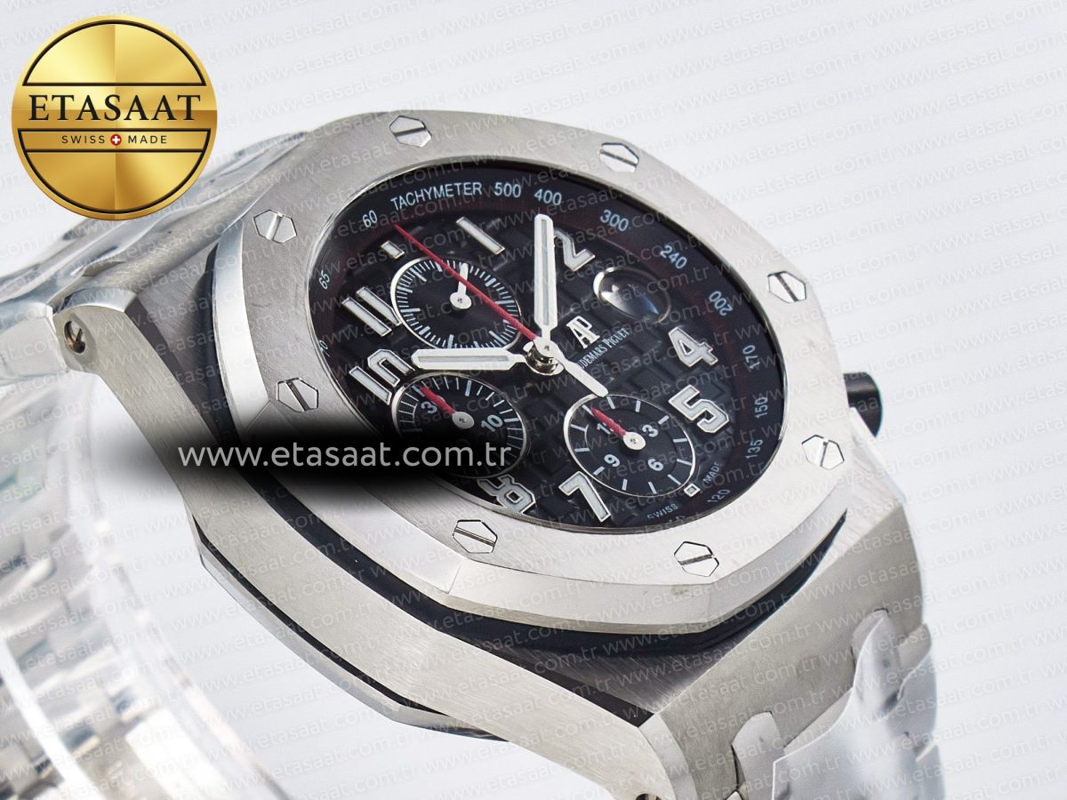 Audemars Piguet Royal Oak Offshore 42mm Black Themes Best Edition Black Dial on SS Bracelet A7750 - Görsel 7