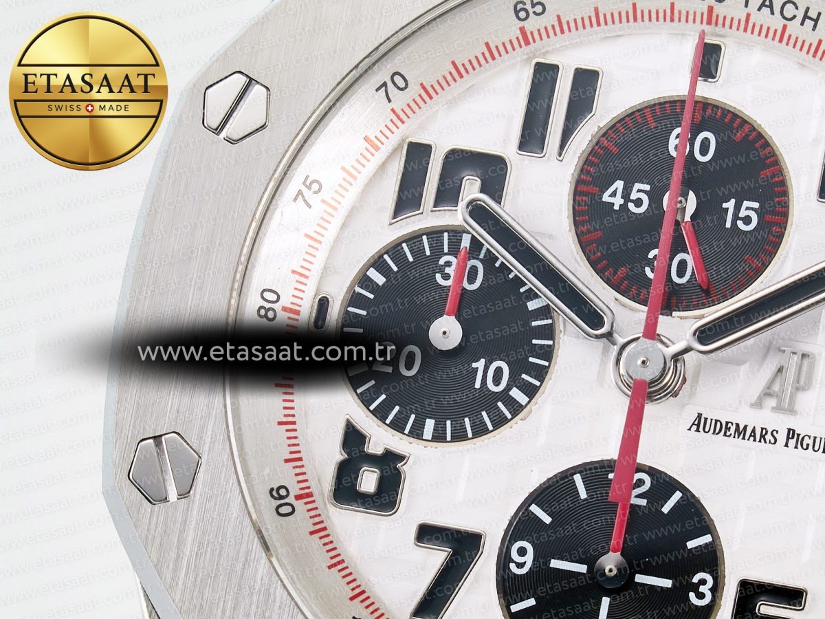 Audemars Piguet Royal Oak Offshore 42mm Panda SS TKF Best Edition White/Black Dial on SS Bracelet A7750 - Görsel 10