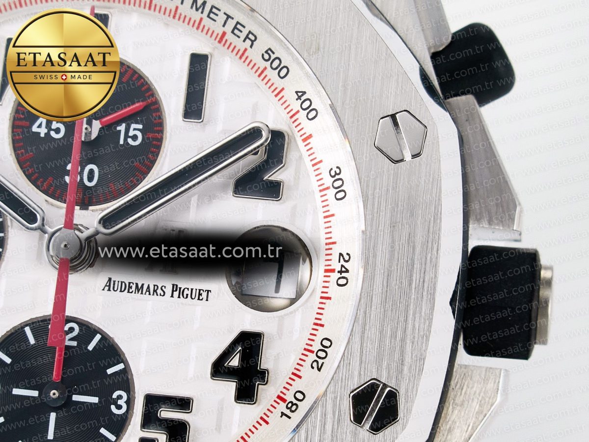 Audemars Piguet Royal Oak Offshore 42mm Panda SS TKF Best Edition White/Black Dial on SS Bracelet A7750 - Görsel 12