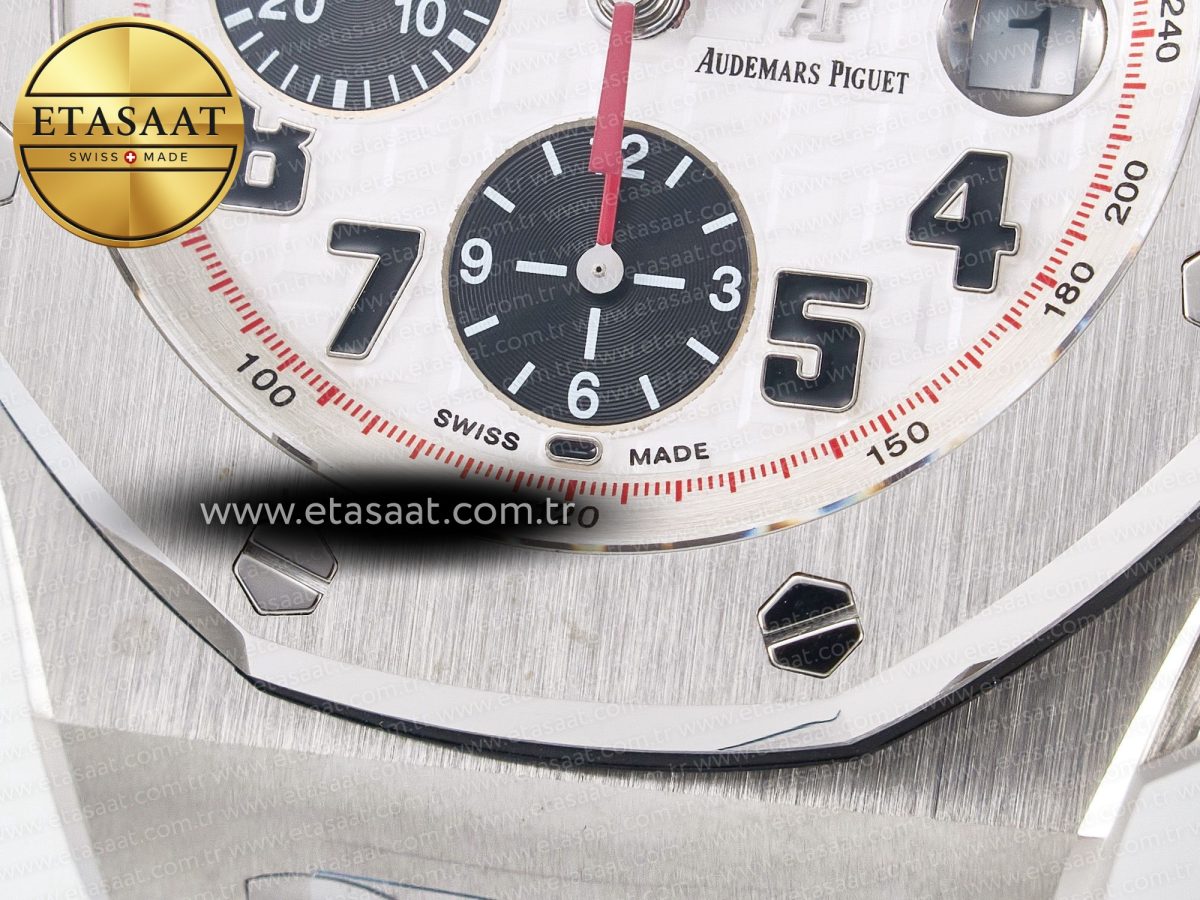Audemars Piguet Royal Oak Offshore 42mm Panda SS TKF Best Edition White/Black Dial on SS Bracelet A7750 - Görsel 13