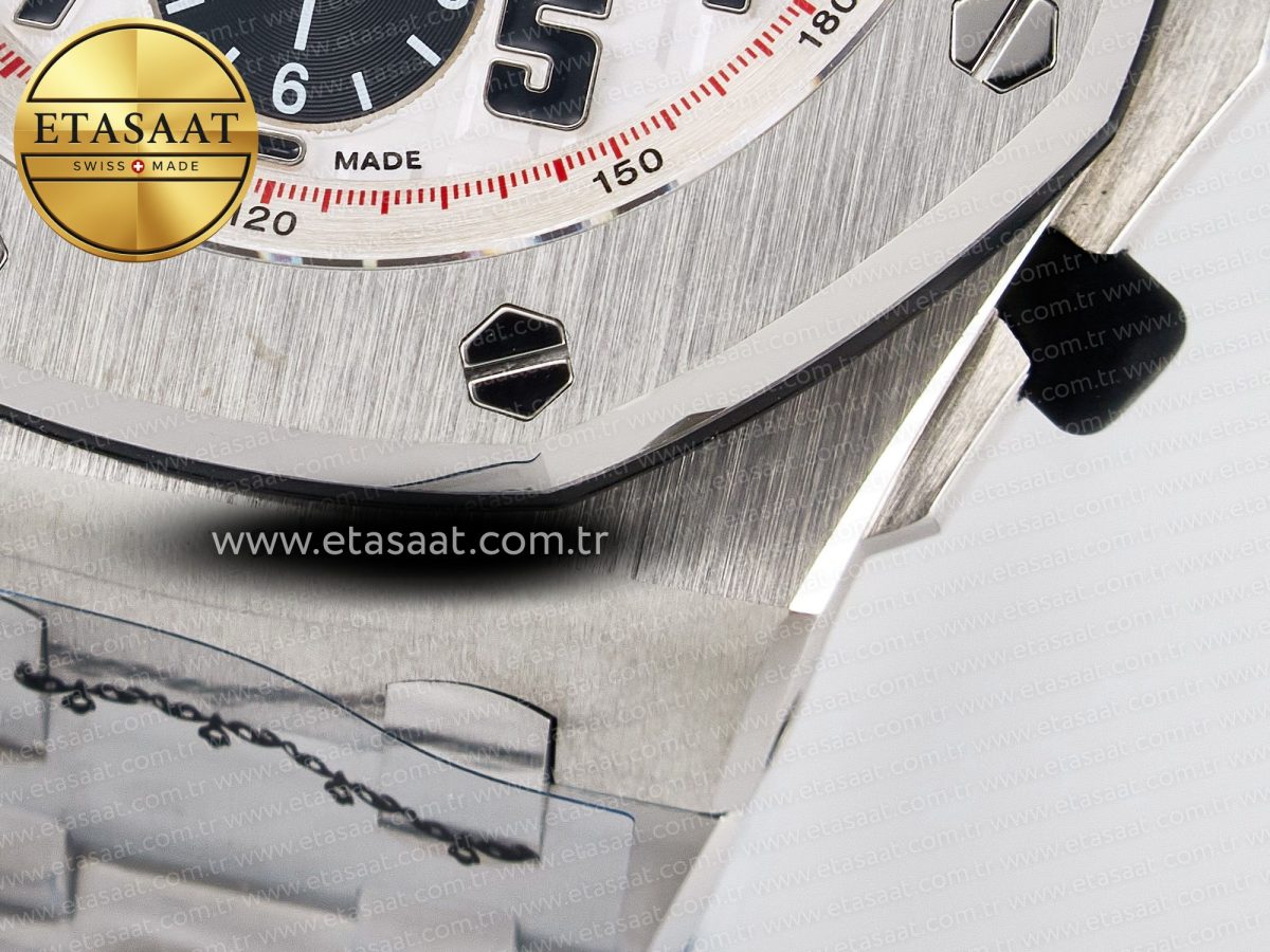 Audemars Piguet Royal Oak Offshore 42mm Panda SS TKF Best Edition White/Black Dial on SS Bracelet A7750 - Görsel 14