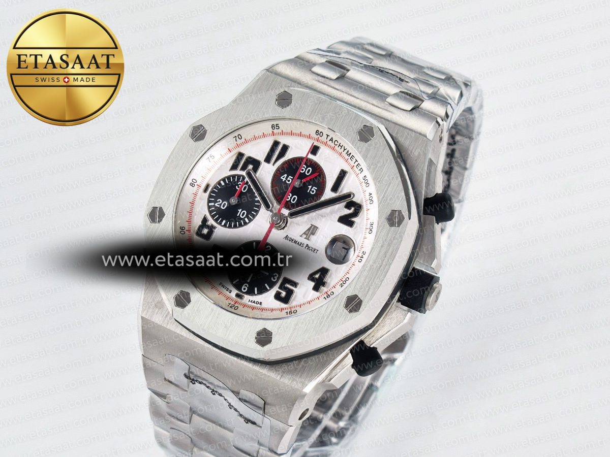 Audemars Piguet Royal Oak Offshore 42mm Panda SS TKF Best Edition White/Black Dial on SS Bracelet A7750 - Görsel 2