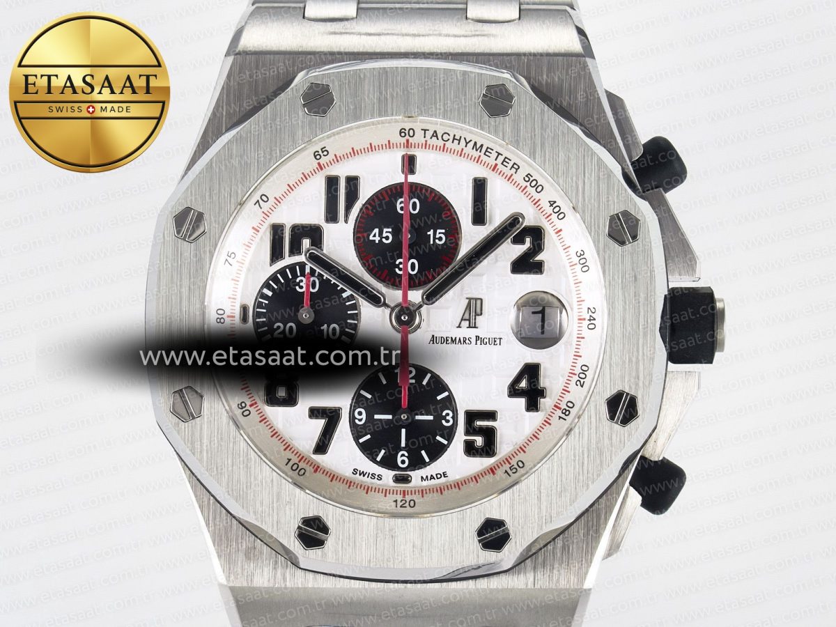 Audemars Piguet Royal Oak Offshore 42mm Panda SS TKF Best Edition White/Black Dial on SS Bracelet A7750 - Görsel 4