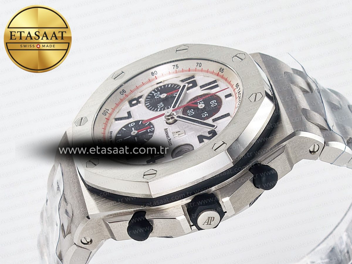 Audemars Piguet Royal Oak Offshore 42mm Panda SS TKF Best Edition White/Black Dial on SS Bracelet A7750 - Görsel 6