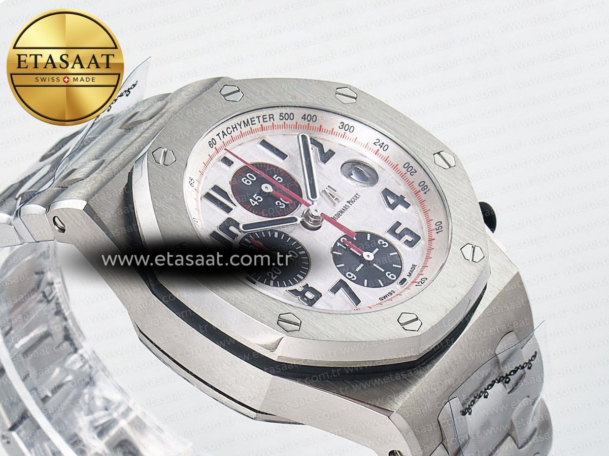 Audemars Piguet Royal Oak Offshore 42mm Panda SS TKF Best Edition White/Black Dial on SS Bracelet A7750 - Görsel 7