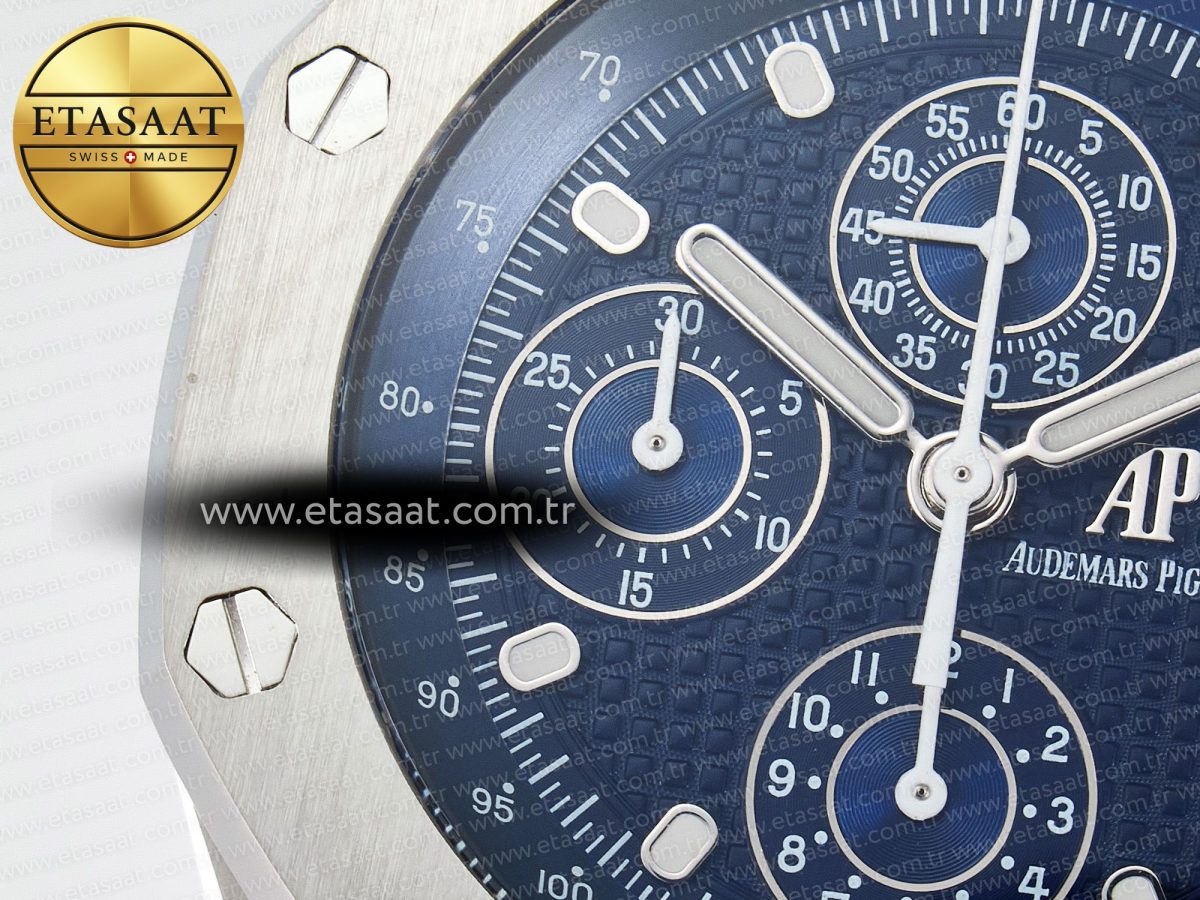 Audemars Piguet Royal Oak Offshore 42mm Re-edition SS TKF Best Edition Blue Dial on SS Bracelet A7750 - Görsel 10