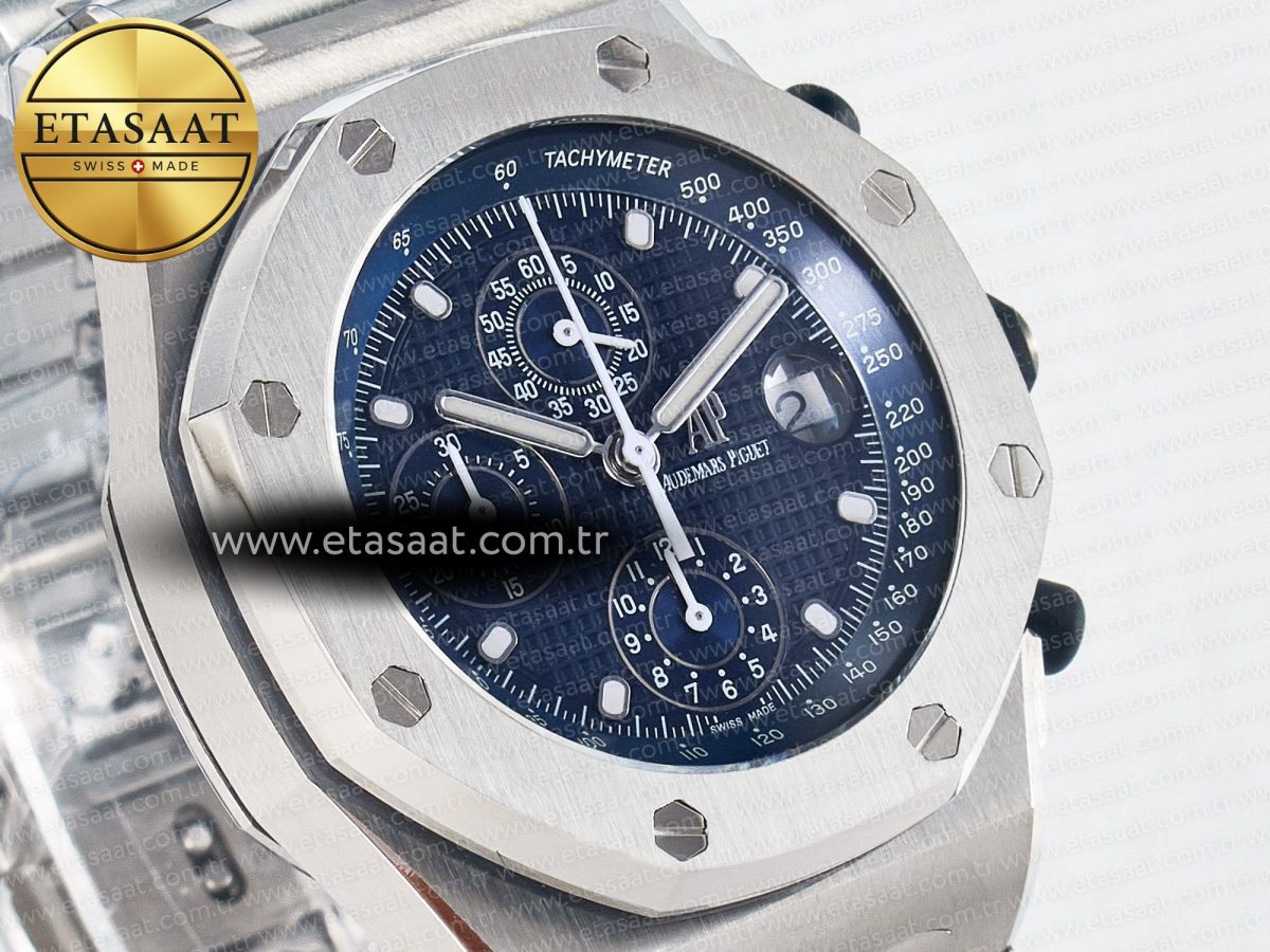 Audemars Piguet Royal Oak Offshore 42mm Re-edition SS TKF Best Edition Blue Dial on SS Bracelet A7750 - Görsel 5