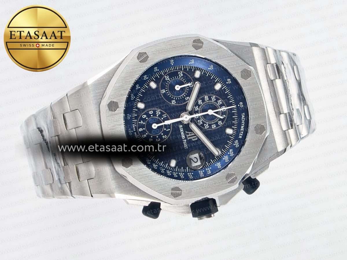 Audemars Piguet Royal Oak Offshore 42mm Re-edition SS TKF Best Edition Blue Dial on SS Bracelet A7750 - Görsel 8