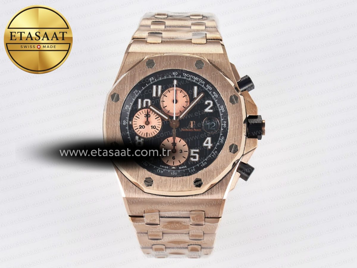 Audemars Piguet Royal Oak Offshore 42mm Best Edition Black Dial on RG Bracelet A7750 - Görsel 3