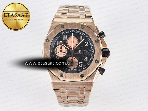 Audemars Piguet Royal Oak Offshore 42mm Siyah Kadran A7750 Eta Saat - 1:1 Süper Klon Replika Saat