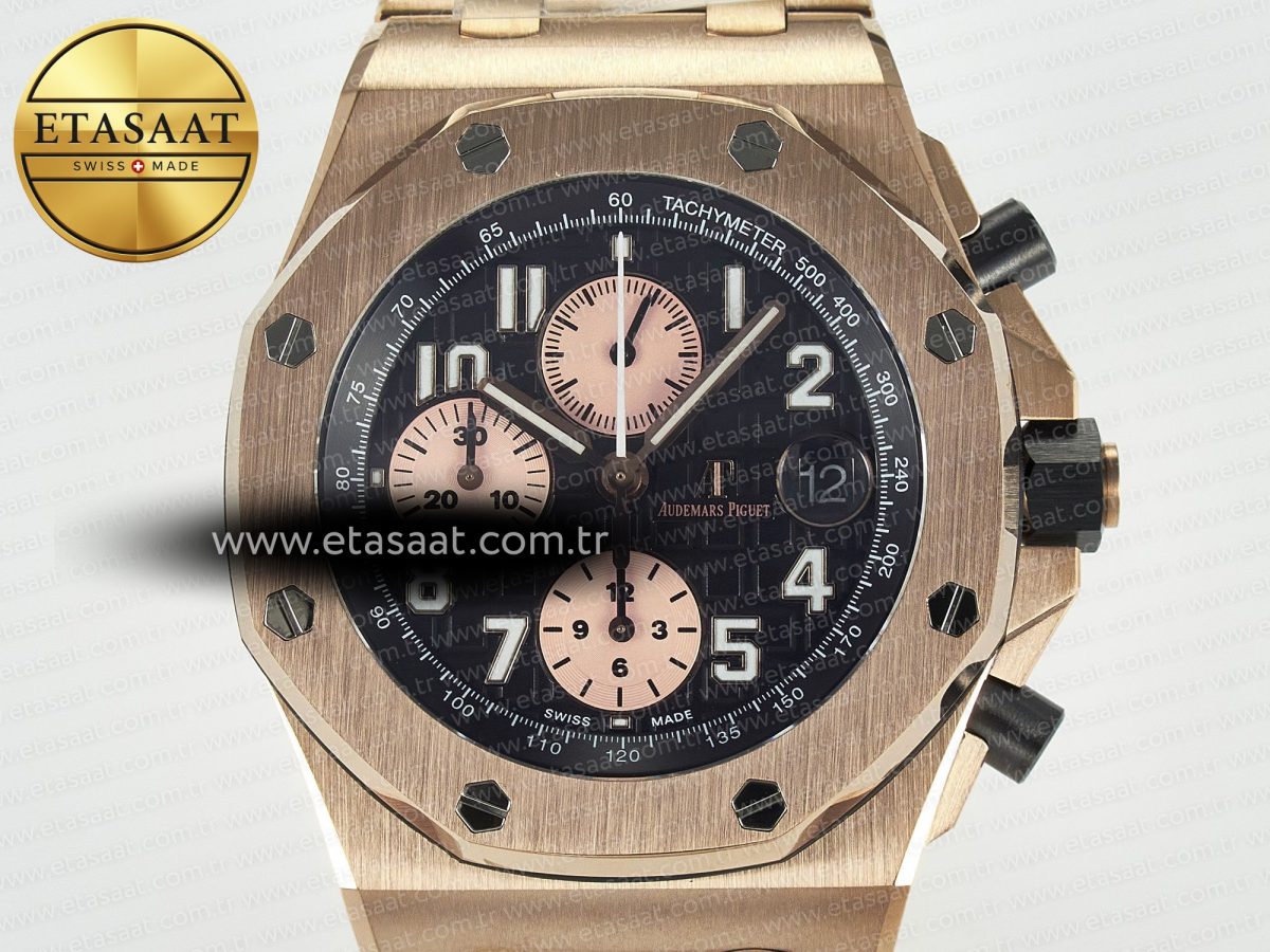 Audemars Piguet Royal Oak Offshore 42mm Best Edition Black Dial on RG Bracelet A7750 - Görsel 4