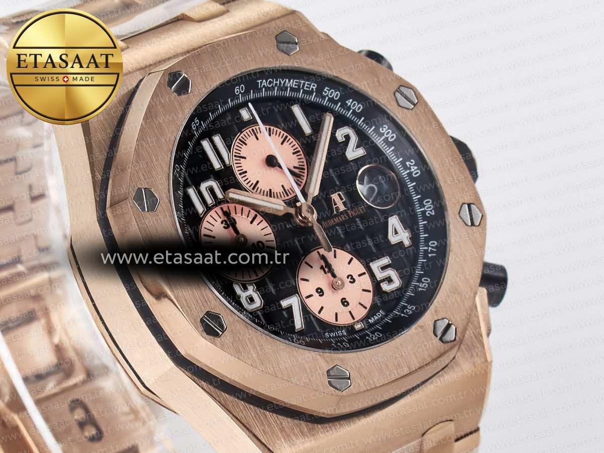 Audemars Piguet Royal Oak Offshore 42mm Best Edition Black Dial on RG Bracelet A7750 - Görsel 5