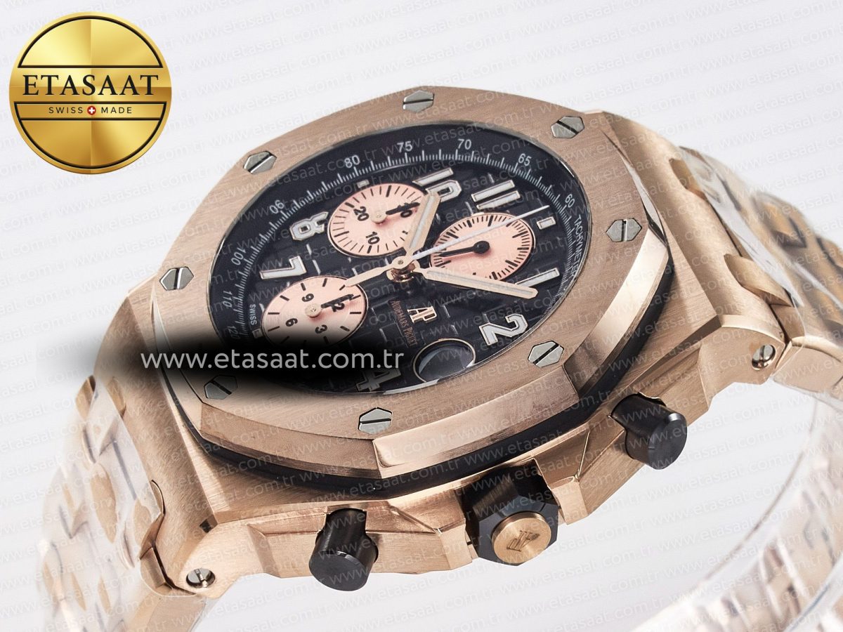 Audemars Piguet Royal Oak Offshore 42mm Best Edition Black Dial on RG Bracelet A7750 - Görsel 6