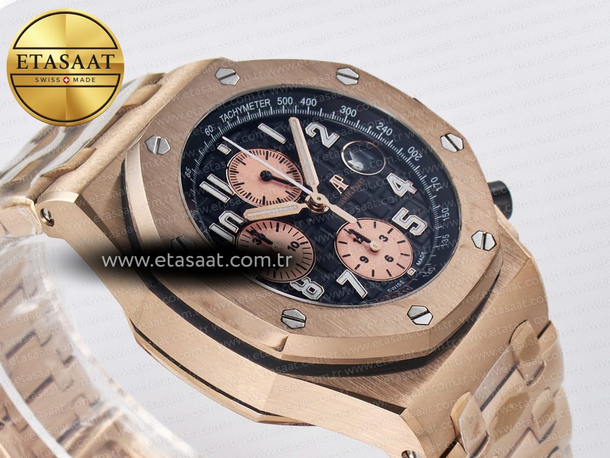 Audemars Piguet Royal Oak Offshore 42mm Best Edition Black Dial on RG Bracelet A7750 - Görsel 7