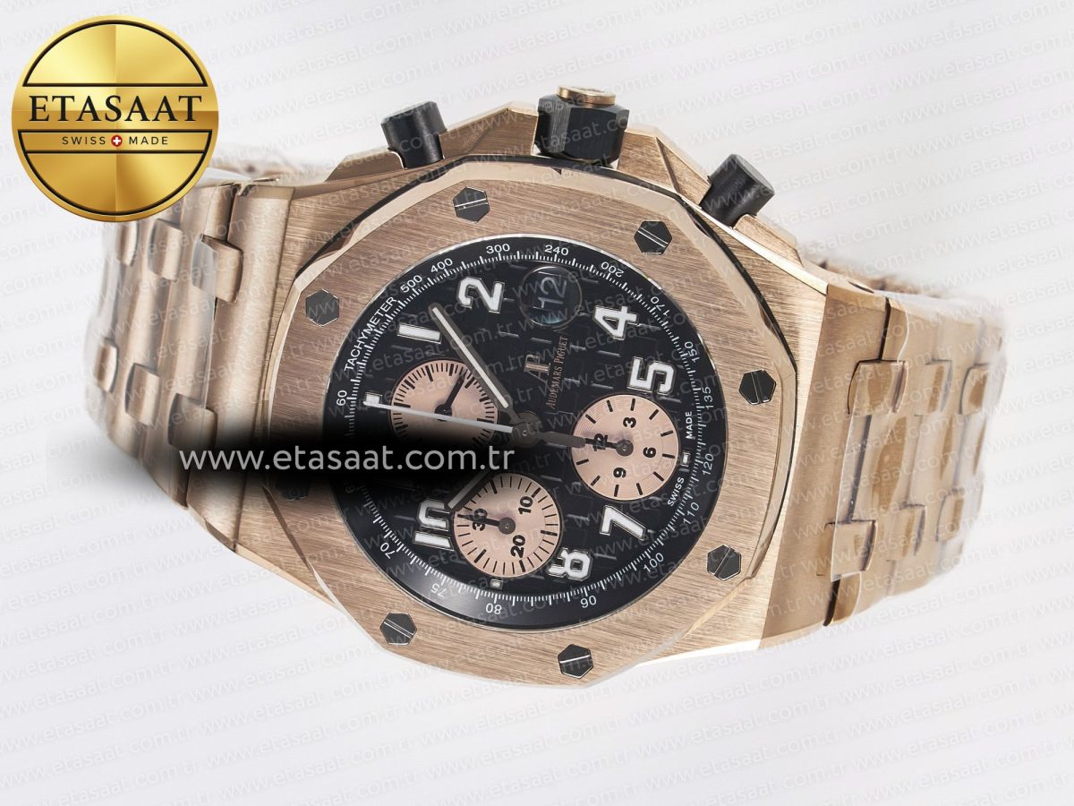 Audemars Piguet Royal Oak Offshore 42mm Best Edition Black Dial on RG Bracelet A7750 - Görsel 9