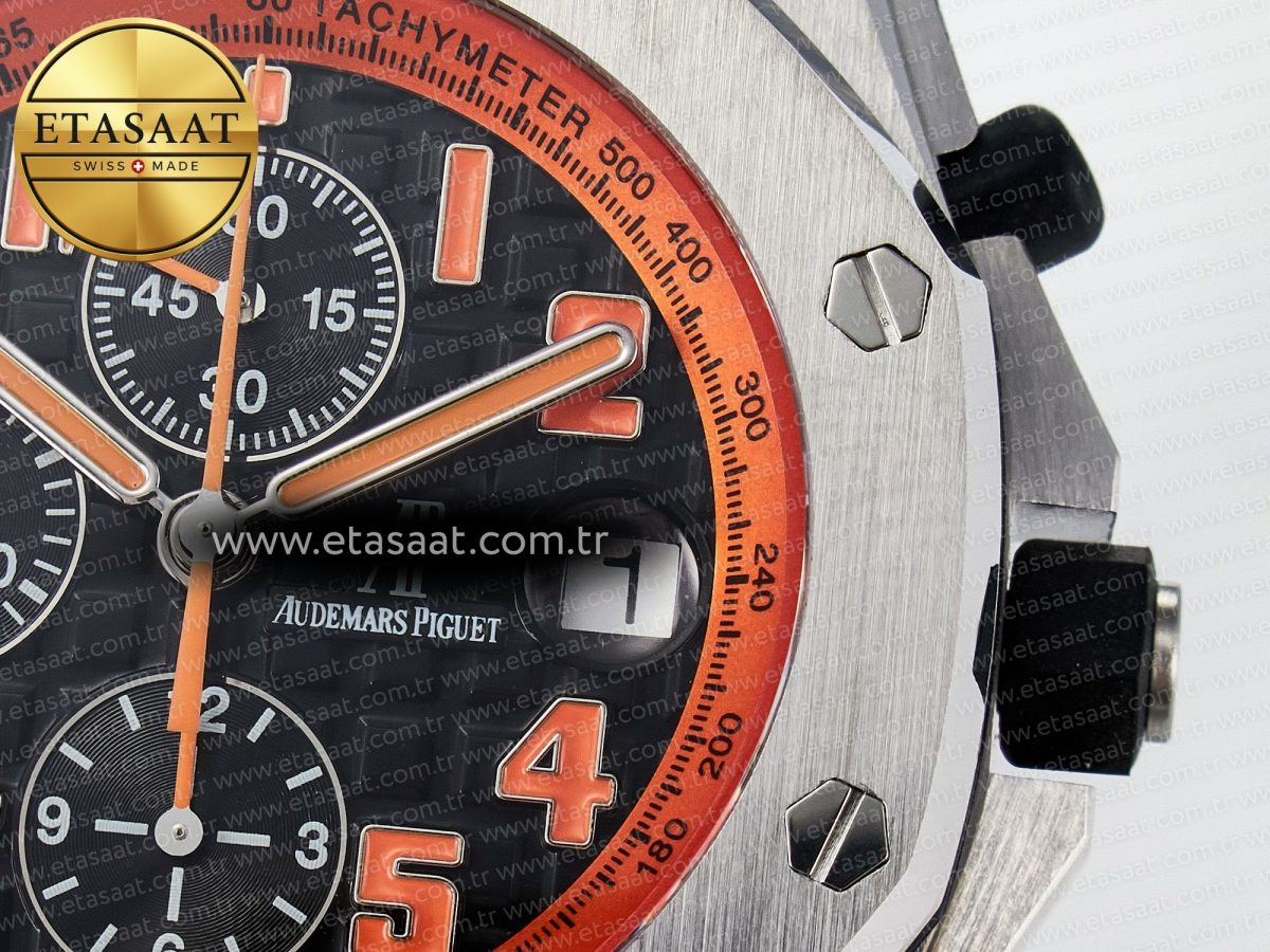 Audemars Piguet Royal Oak Offshore 42mm Volcano TKF Best Edition Black Dial on Black Leather Strap A7750 - Görsel 12