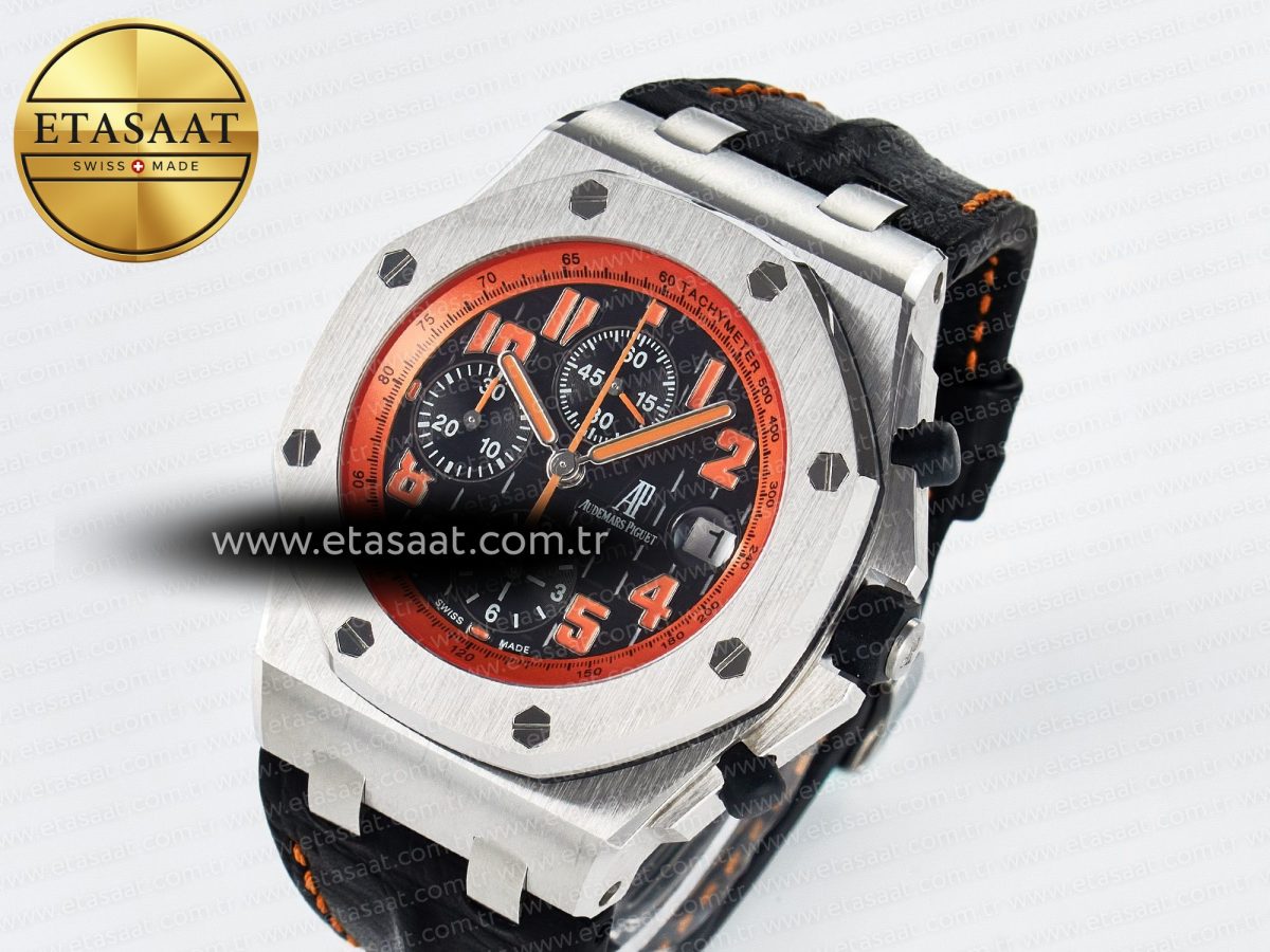 Audemars Piguet Royal Oak Offshore 42mm Volcano TKF Best Edition Black Dial on Black Leather Strap A7750 - Görsel 2