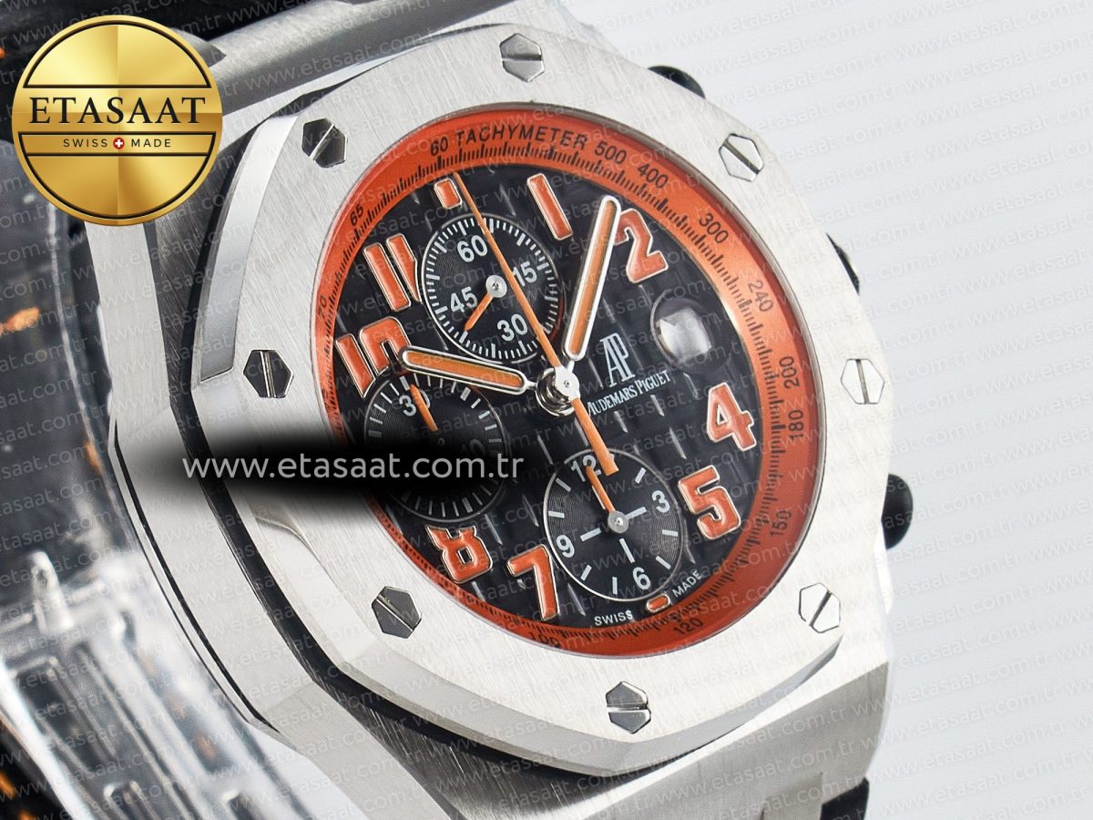 Audemars Piguet Royal Oak Offshore 42mm Volcano TKF Best Edition Black Dial on Black Leather Strap A7750 - Görsel 5