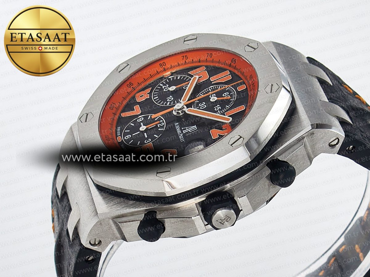 Audemars Piguet Royal Oak Offshore 42mm Volcano TKF Best Edition Black Dial on Black Leather Strap A7750 - Görsel 6