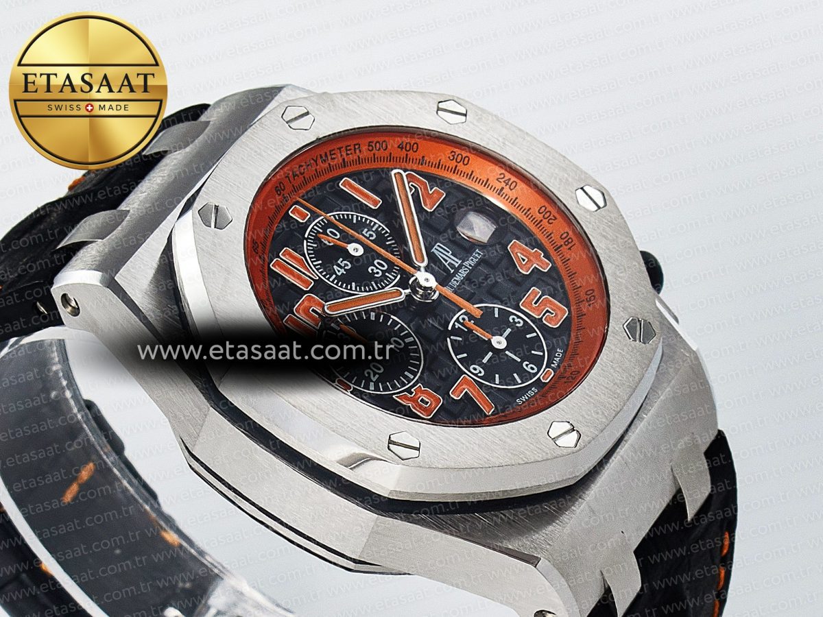Audemars Piguet Royal Oak Offshore 42mm Volcano TKF Best Edition Black Dial on Black Leather Strap A7750 - Görsel 7