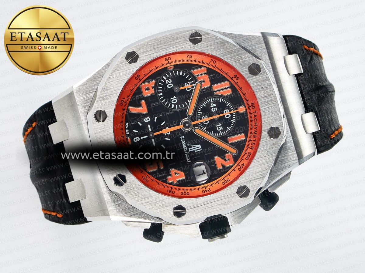 Audemars Piguet Royal Oak Offshore 42mm Volcano TKF Best Edition Black Dial on Black Leather Strap A7750 - Görsel 8