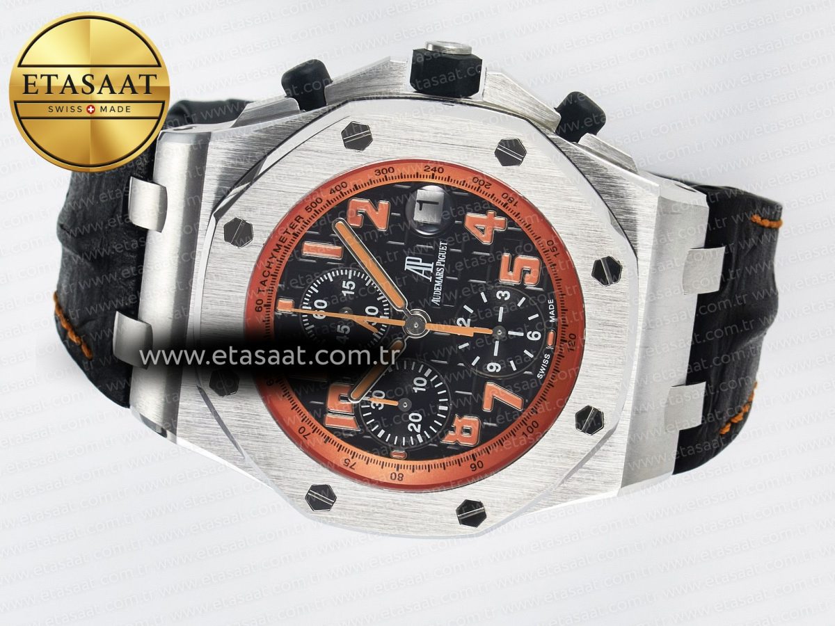 Audemars Piguet Royal Oak Offshore 42mm Volcano TKF Best Edition Black Dial on Black Leather Strap A7750 - Görsel 9