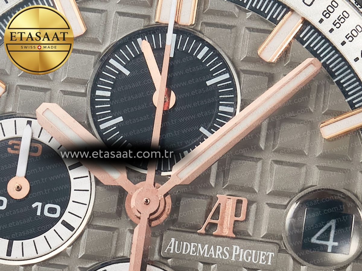 Audemars Piguet Royal Oak Offshore 44mm Black Ceramic RG TKF 1:1 Best Edition Gray Dial on Black Rubber Strap A3126 - Görsel 11