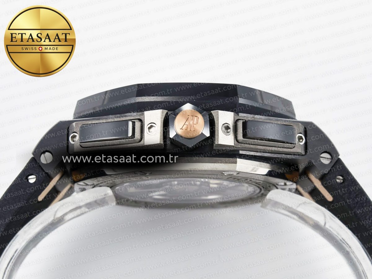Audemars Piguet Royal Oak Offshore 44mm Black Ceramic RG TKF 1:1 Best Edition Gray Dial on Black Rubber Strap A3126 - Görsel 16