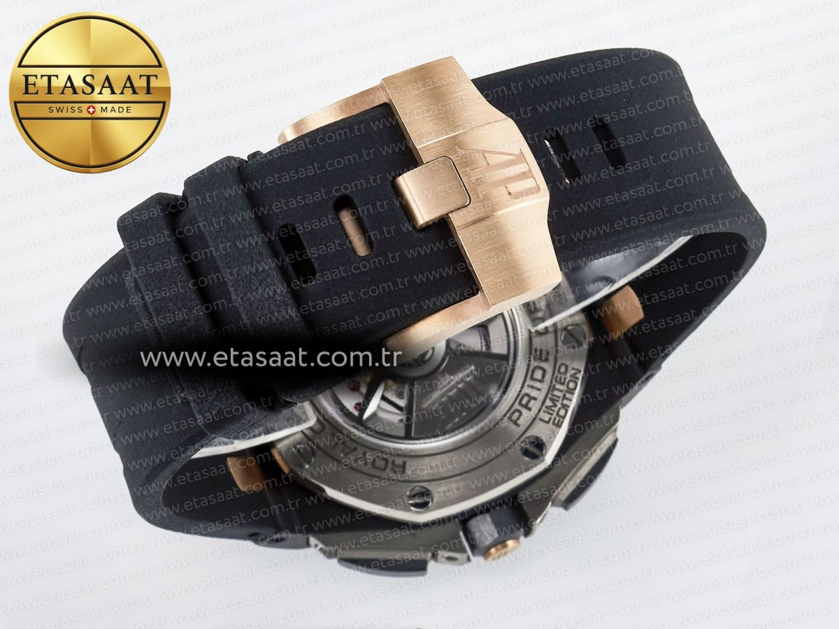 Audemars Piguet Royal Oak Offshore 44mm Black Ceramic RG TKF 1:1 Best Edition Gray Dial on Black Rubber Strap A3126 - Görsel 17