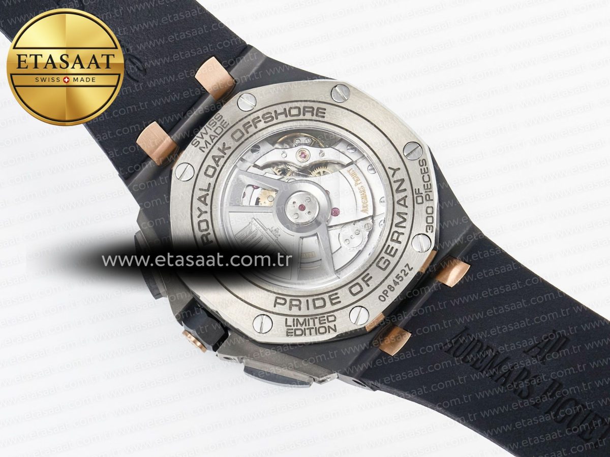 Audemars Piguet Royal Oak Offshore 44mm Black Ceramic RG TKF 1:1 Best Edition Gray Dial on Black Rubber Strap A3126 - Görsel 18
