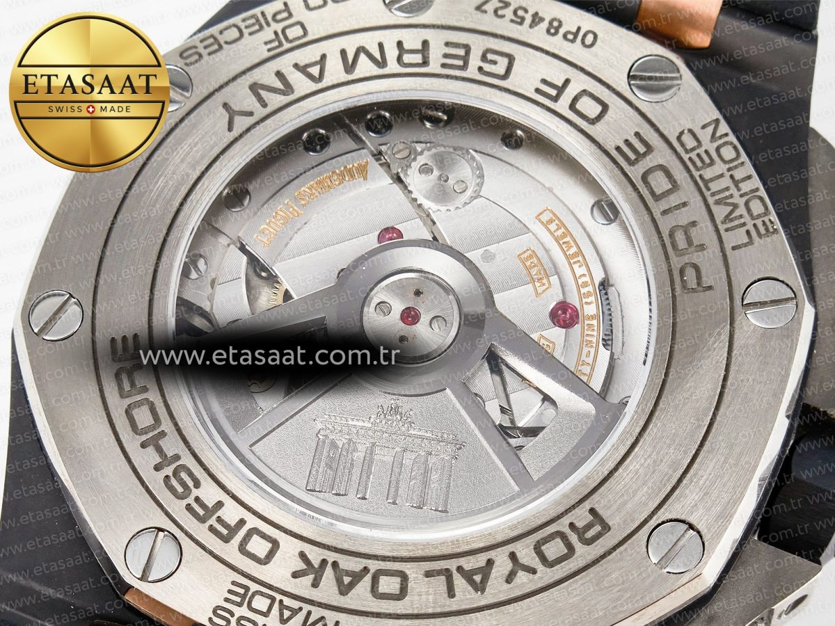 Audemars Piguet Royal Oak Offshore 44mm Black Ceramic RG TKF 1:1 Best Edition Gray Dial on Black Rubber Strap A3126 - Görsel 19