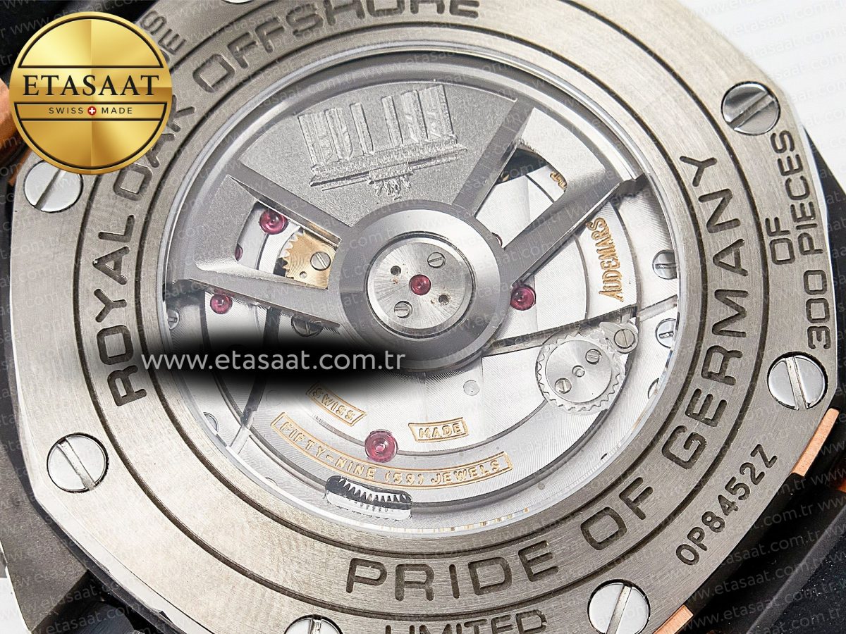 Audemars Piguet Royal Oak Offshore 44mm Black Ceramic RG TKF 1:1 Best Edition Gray Dial on Black Rubber Strap A3126 - Görsel 20