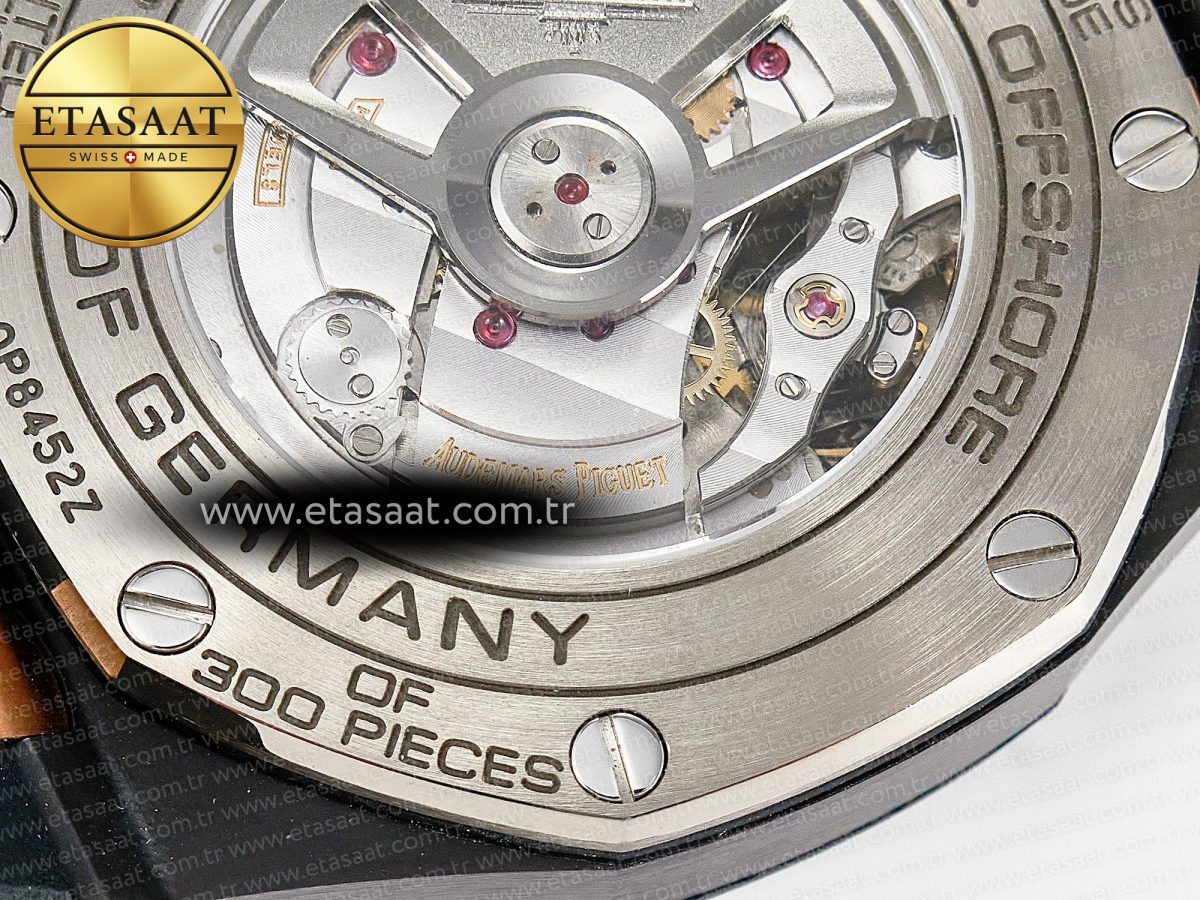 Audemars Piguet Royal Oak Offshore 44mm Black Ceramic RG TKF 1:1 Best Edition Gray Dial on Black Rubber Strap A3126 - Görsel 21