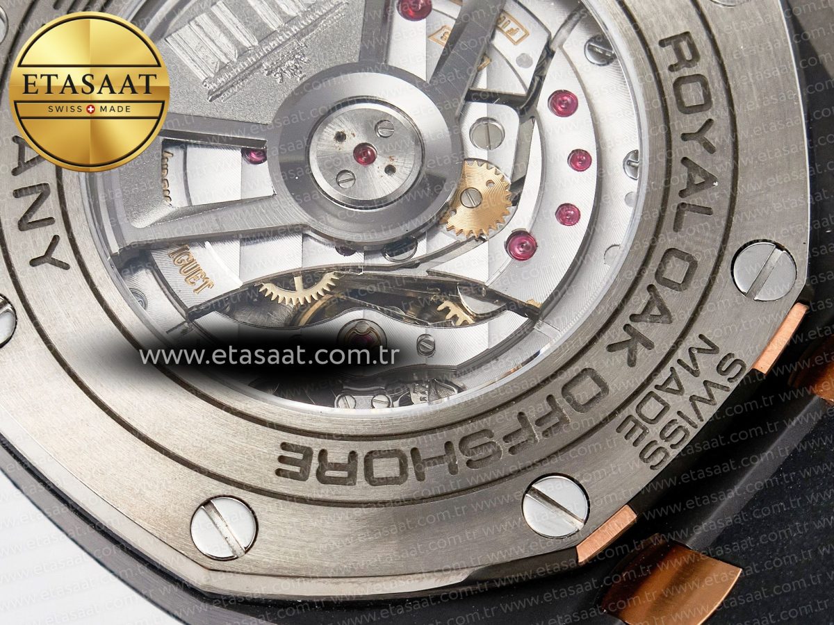 Audemars Piguet Royal Oak Offshore 44mm Black Ceramic RG TKF 1:1 Best Edition Gray Dial on Black Rubber Strap A3126 - Görsel 22