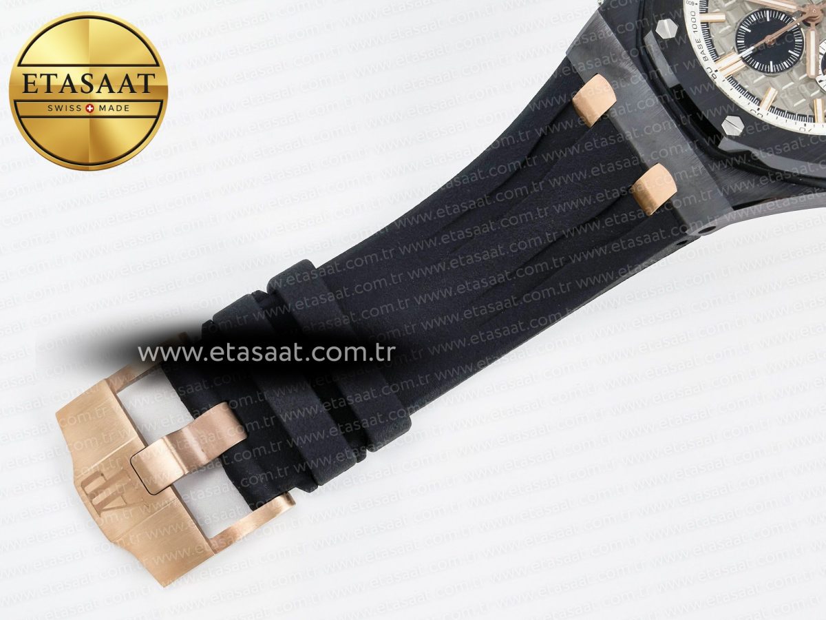 Audemars Piguet Royal Oak Offshore 44mm Black Ceramic RG TKF 1:1 Best Edition Gray Dial on Black Rubber Strap A3126 - Görsel 24