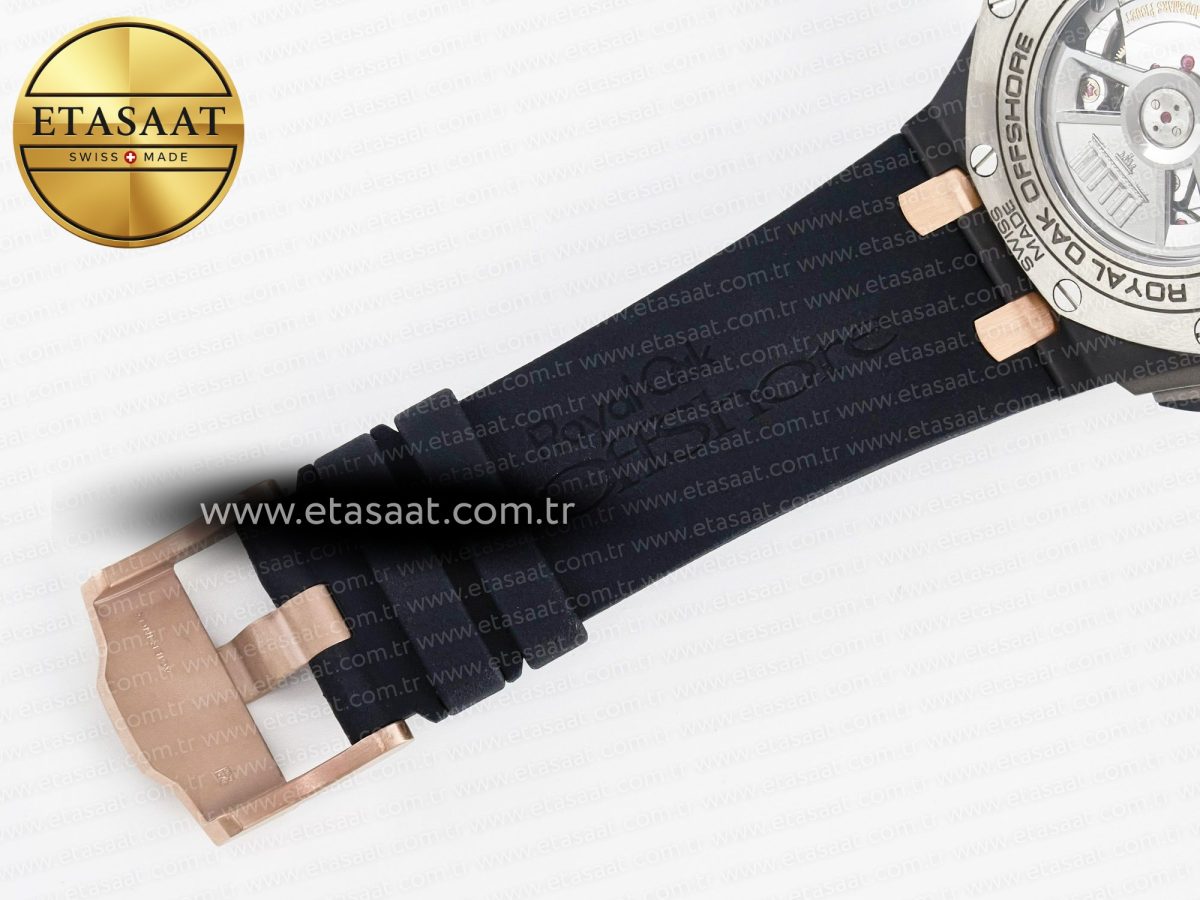Audemars Piguet Royal Oak Offshore 44mm Black Ceramic RG TKF 1:1 Best Edition Gray Dial on Black Rubber Strap A3126 - Görsel 25