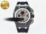 Audemars Piguet Royal Oak Offshore 44mm Black Ceramic RG TKF 1:1 Best Edition Gray Dial on Black Rubber Strap A3126 - Görsel 3