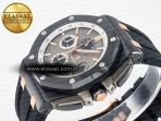 Audemars Piguet Royal Oak Offshore 44mm Black Ceramic RG TKF 1:1 Best Edition Gray Dial on Black Rubber Strap A3126 - Görsel 6