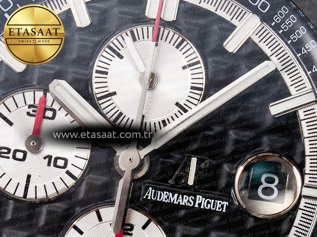 Audemars Piguet Royal Oak Offshore 44mm Black Ceramic SS TKF 1:1 Best Edition Black/White Dial on Black Rubber Strap A3126 - Görsel 11