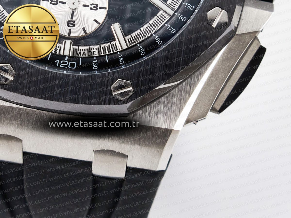 Audemars Piguet Royal Oak Offshore 44mm Black Ceramic SS TKF 1:1 Best Edition Black/White Dial on Black Rubber Strap A3126 - Görsel 14