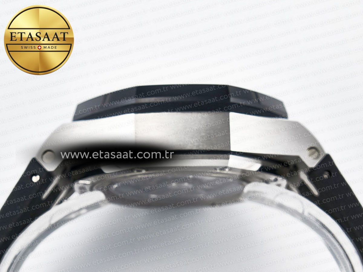 Audemars Piguet Royal Oak Offshore 44mm Black Ceramic SS TKF 1:1 Best Edition Black/White Dial on Black Rubber Strap A3126 - Görsel 15