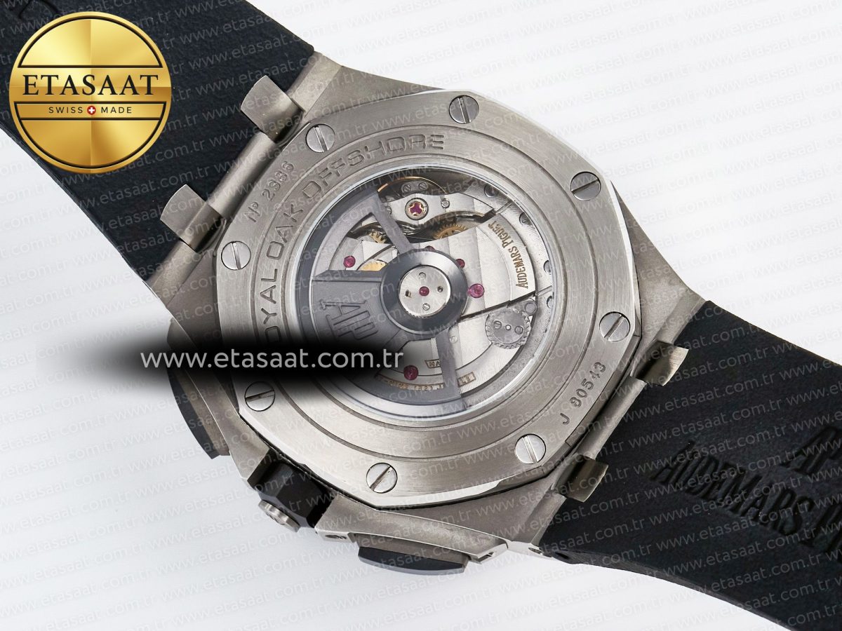 Audemars Piguet Royal Oak Offshore 44mm Black Ceramic SS TKF 1:1 Best Edition Black/White Dial on Black Rubber Strap A3126 - Görsel 18