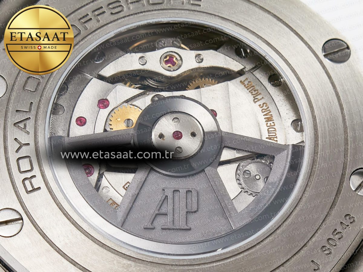 Audemars Piguet Royal Oak Offshore 44mm Black Ceramic SS TKF 1:1 Best Edition Black/White Dial on Black Rubber Strap A3126 - Görsel 20