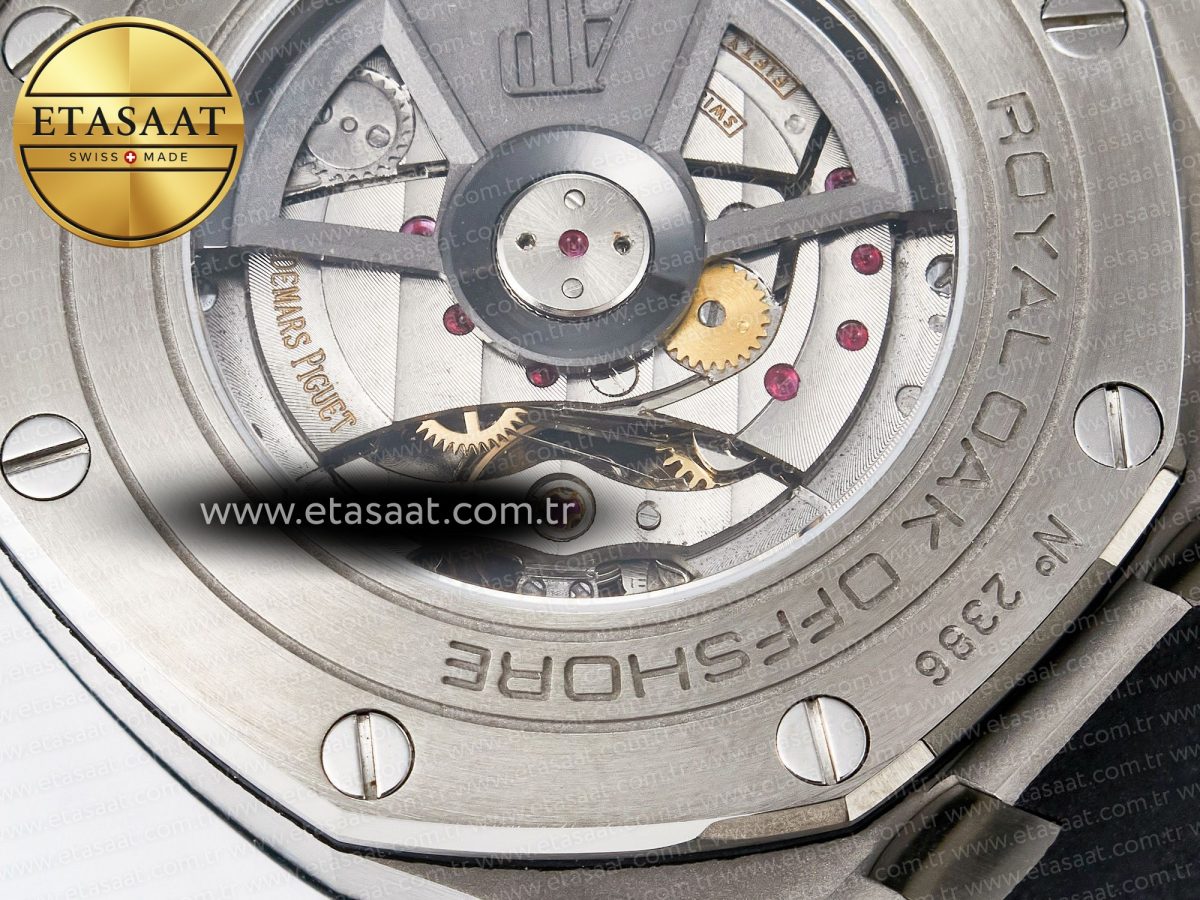 Audemars Piguet Royal Oak Offshore 44mm Black Ceramic SS TKF 1:1 Best Edition Black/White Dial on Black Rubber Strap A3126 - Görsel 21