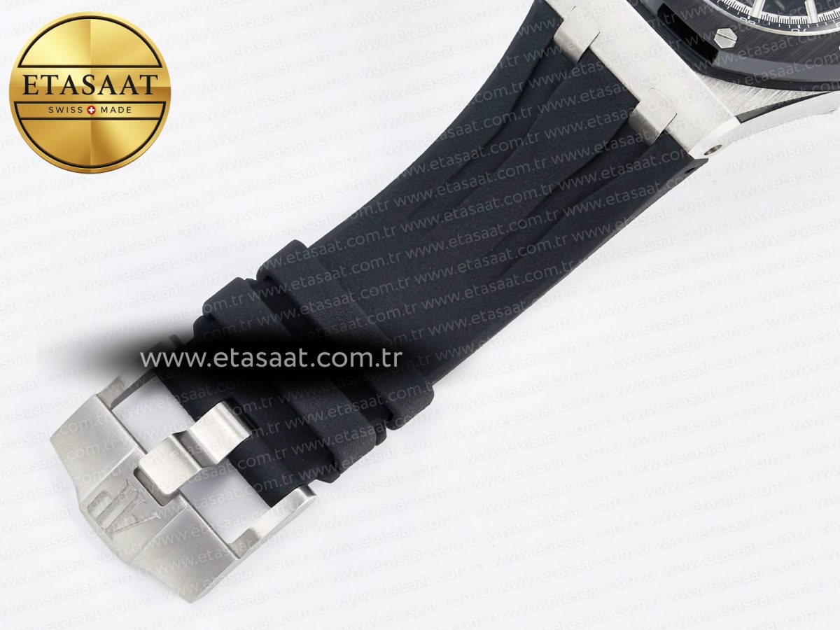 Audemars Piguet Royal Oak Offshore 44mm Black Ceramic SS TKF 1:1 Best Edition Black/White Dial on Black Rubber Strap A3126 - Görsel 24