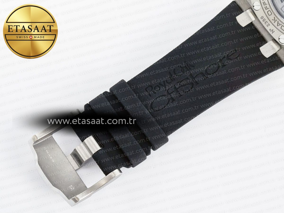 Audemars Piguet Royal Oak Offshore 44mm Black Ceramic SS TKF 1:1 Best Edition Black/White Dial on Black Rubber Strap A3126 - Görsel 25