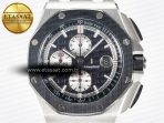 Audemars Piguet Royal Oak Offshore 44mm Black Ceramic SS TKF 1:1 Best Edition Black/White Dial on Black Rubber Strap A3126 - Görsel 4