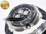 Audemars Piguet Royal Oak Offshore 44mm Black Ceramic SS TKF 1:1 Best Edition Black/White Dial on Black Rubber Strap A3126 - Görsel 6